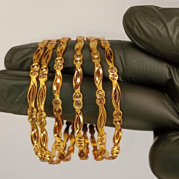 Luminous Gold Plated Bangles For Ladies | Girls – 6 Churiyan Bangles Gold Plated | 2.5 Inch With Beautiful Box | Gold Plated Bangles For Wedding | Special Occasion